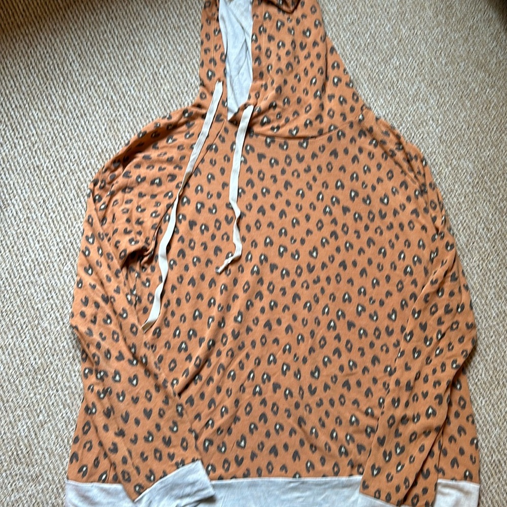 Lovely Melody size large animal print thin hooded sweatshirt asymmetrical hood